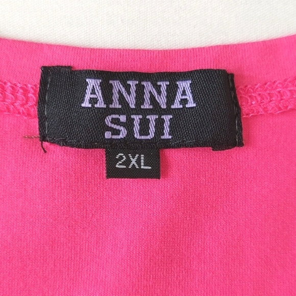 Anna sui pink swan crystals 3/4 sleeve top - Picture 10 of 11